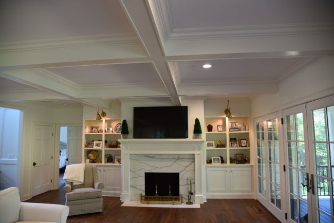 Family Room with Coffered Ceiling